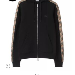 Burberry Black Zip Up Sweater with Tan Accents